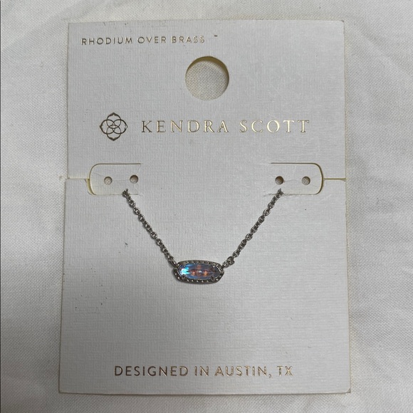 Kendra Scott Rhodium Necklace with Iridescent Pendant - Picture 1 of 1